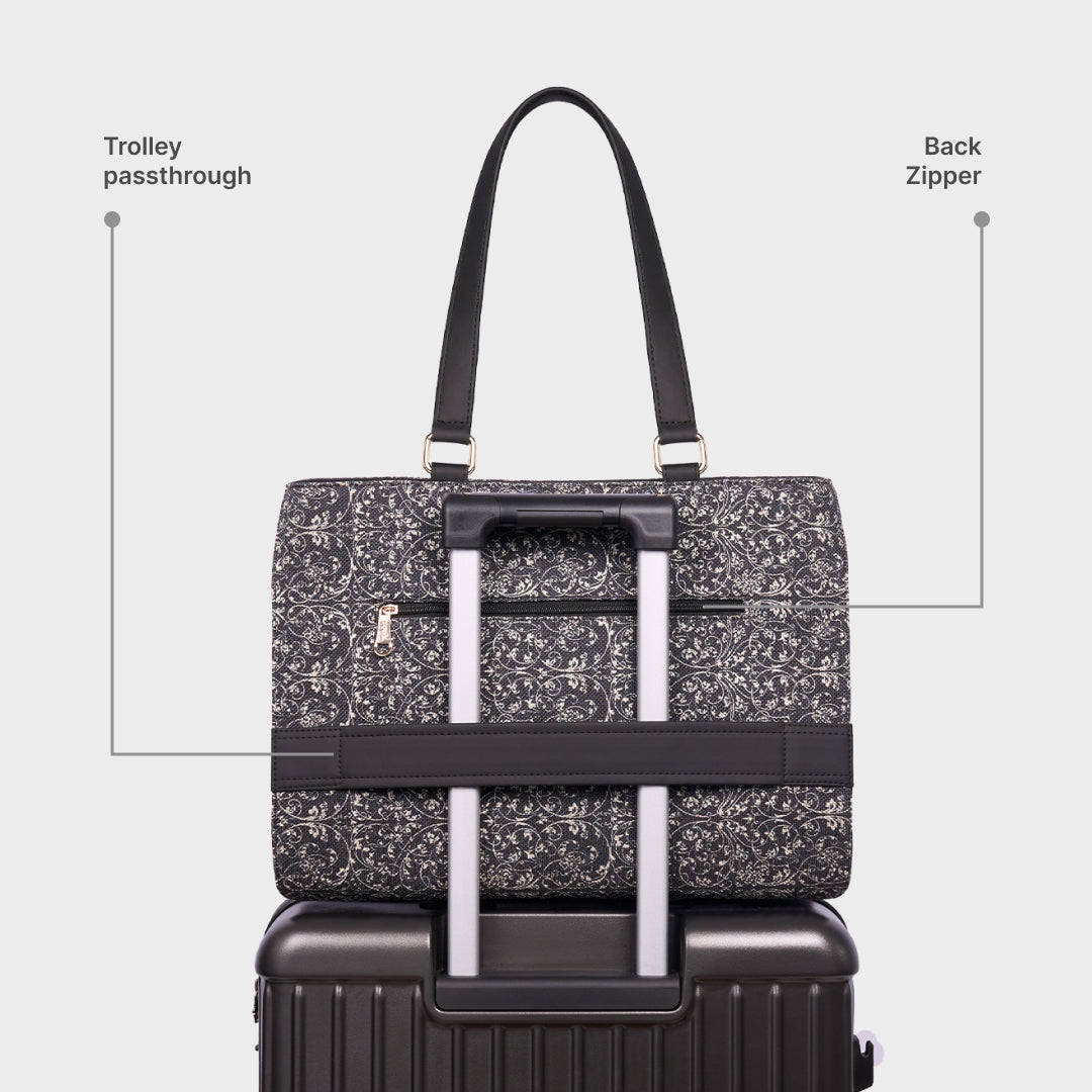 Lattice Lace Expandable Office Bag (Black)