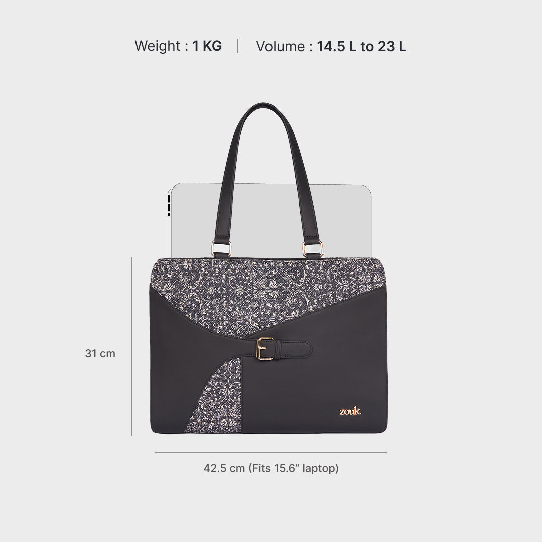 Lattice Lace Expandable Office Bag (Black)