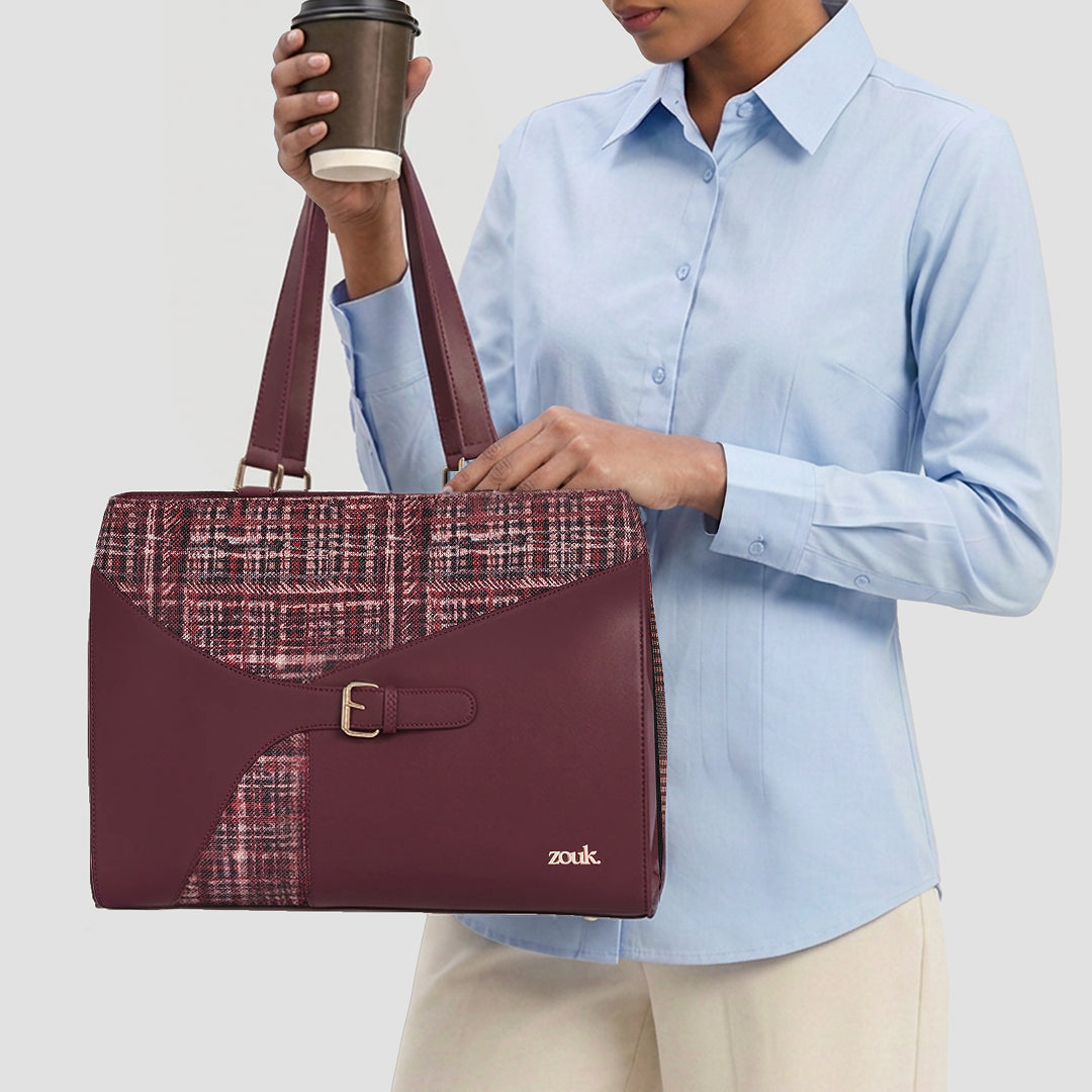 Mizo Crimson Expandable Office Bag (Cranberry)