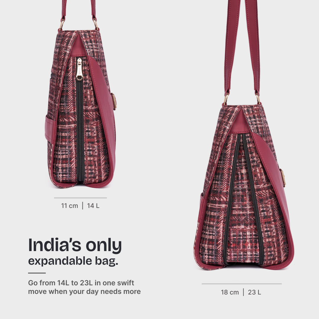 Mizo Crimson Expandable Office Bag (Cranberry)
