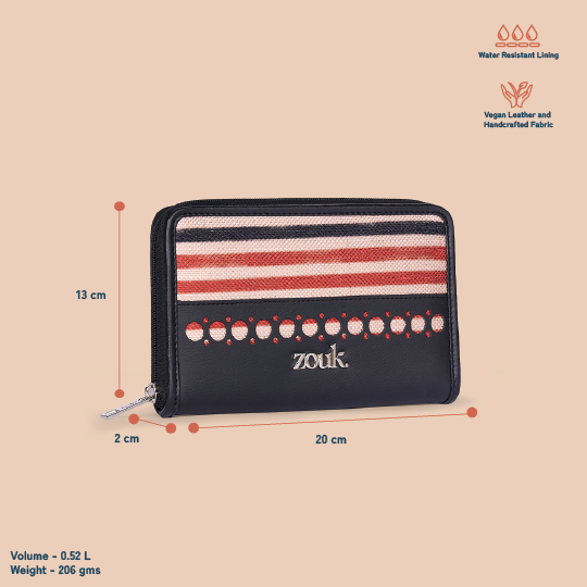 Eden Zipper Wallet - Qutub Stripes