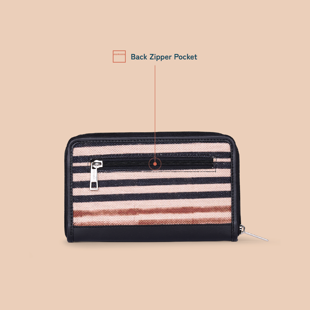 Eden Zipper Wallet - Qutub Stripes