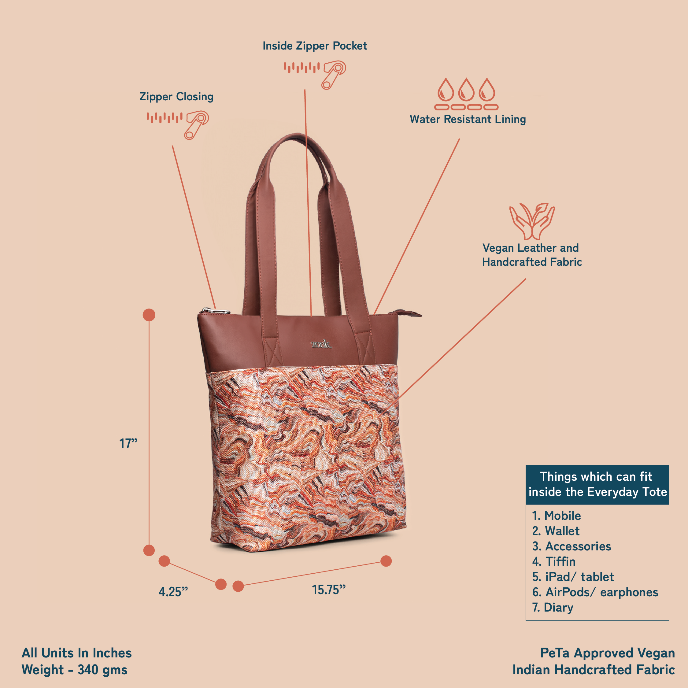 Nicobar Coral Everyday Tote Bag