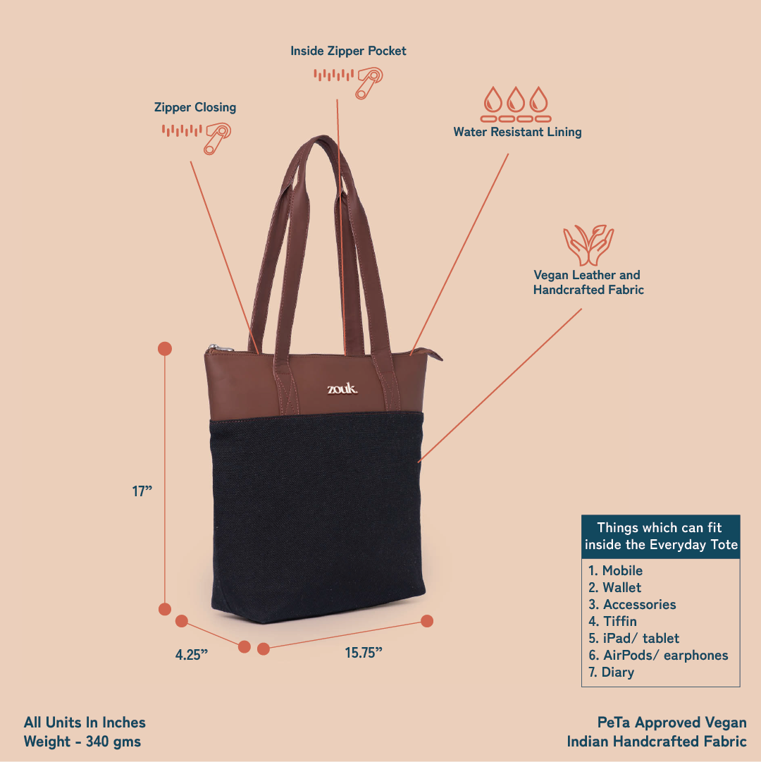 Jet Black Everyday Tote Bag