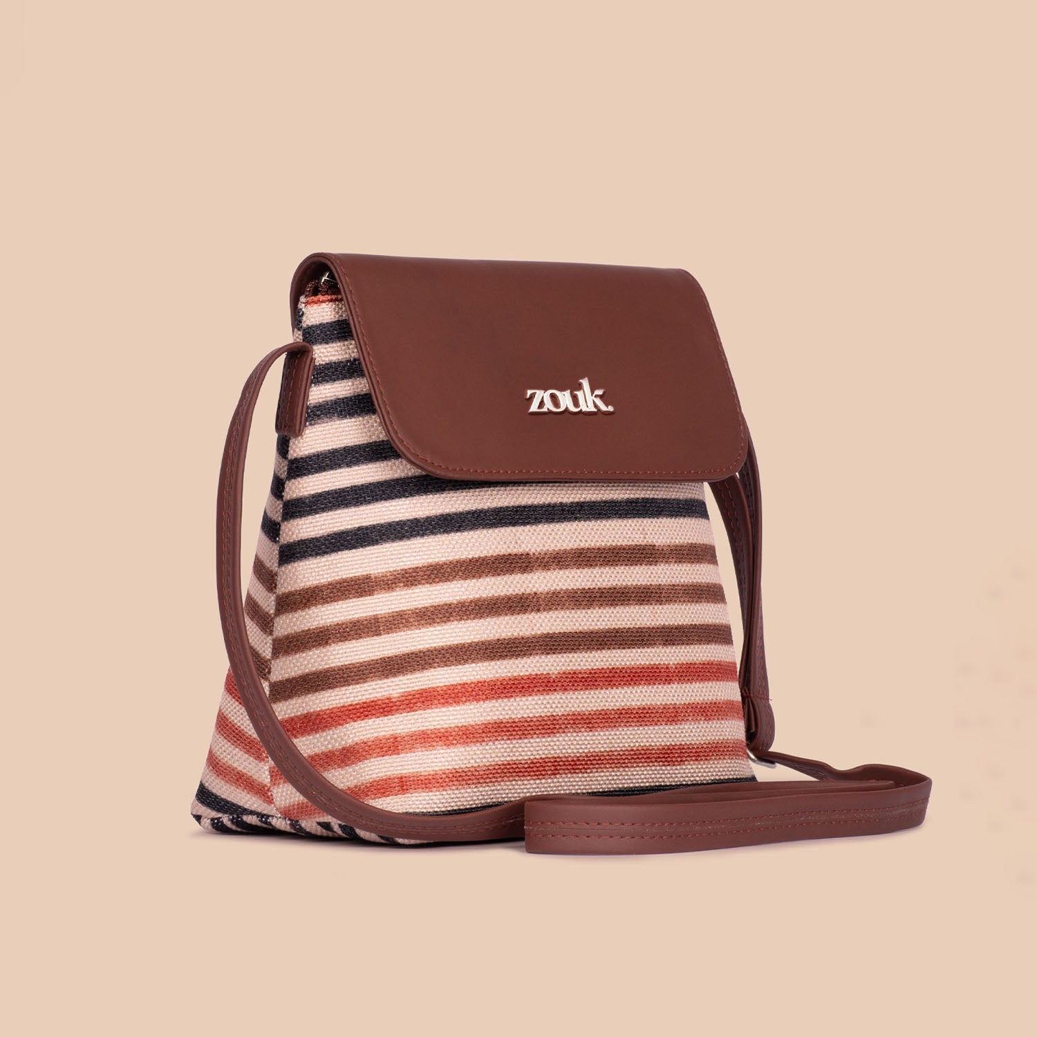 Qutub Stripes Flap Sling Bag