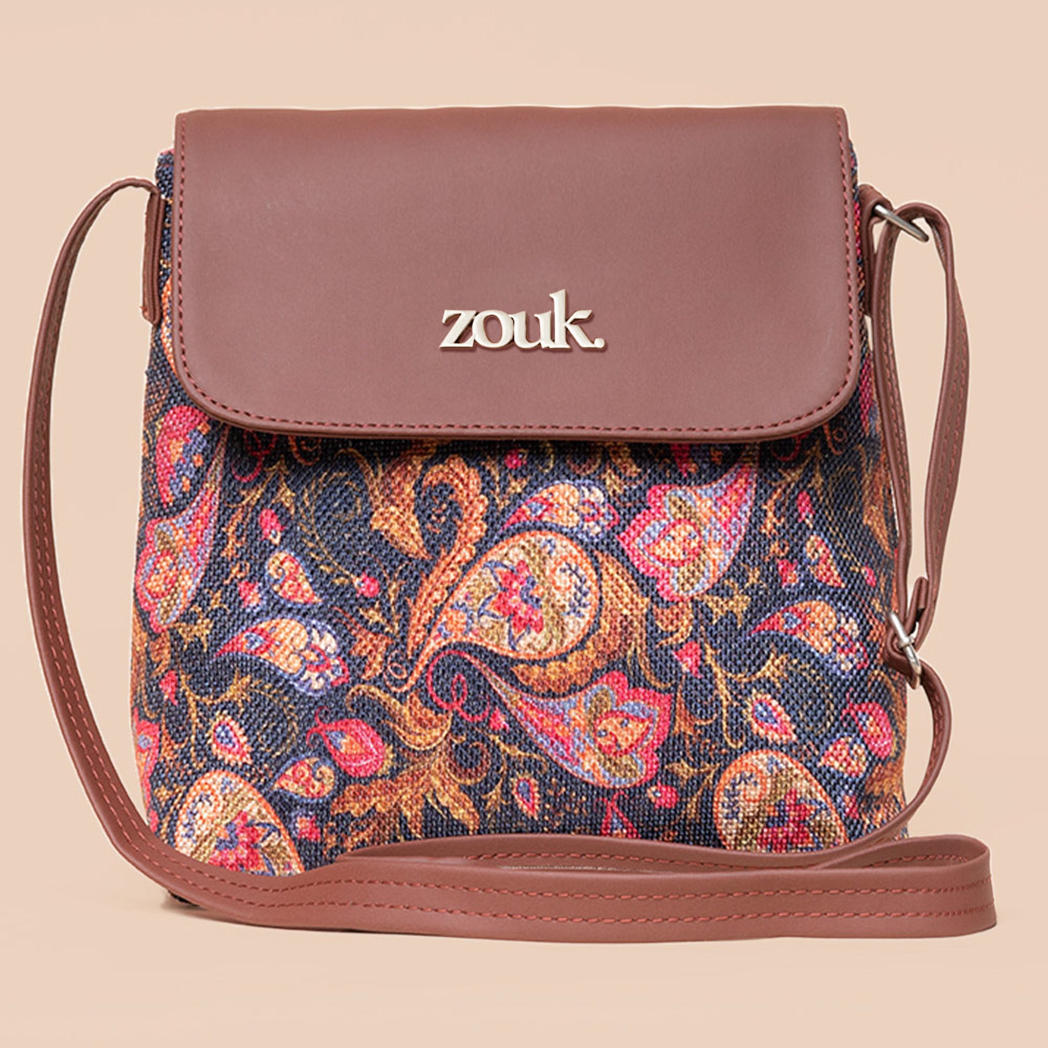 Paisley Print Flap Sling Bag