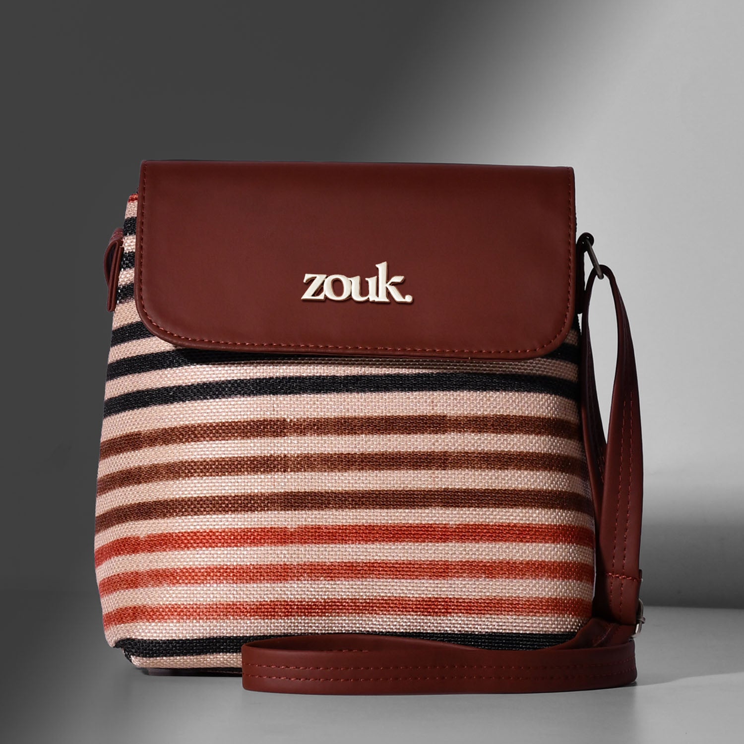 Qutub Stripes Flap Sling Bag