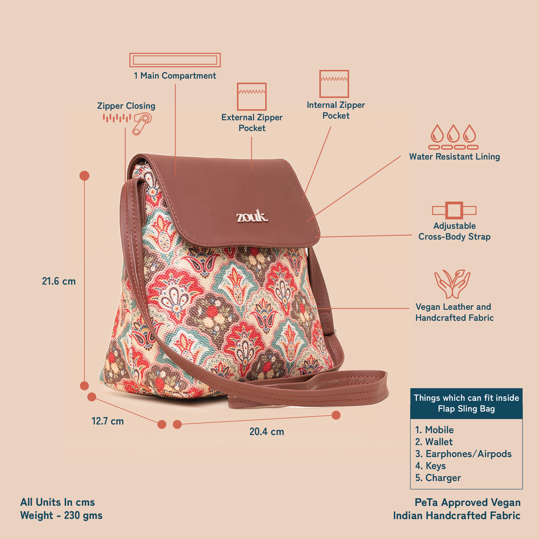 Mughal Art Multicolor Flap Sling Bag