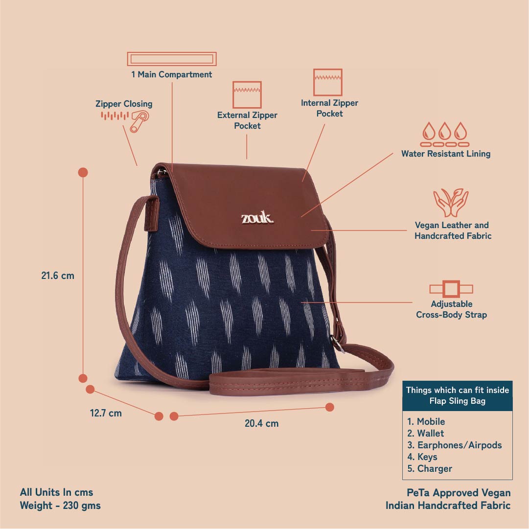 Ikat Jet Blue Flap Sling Bag