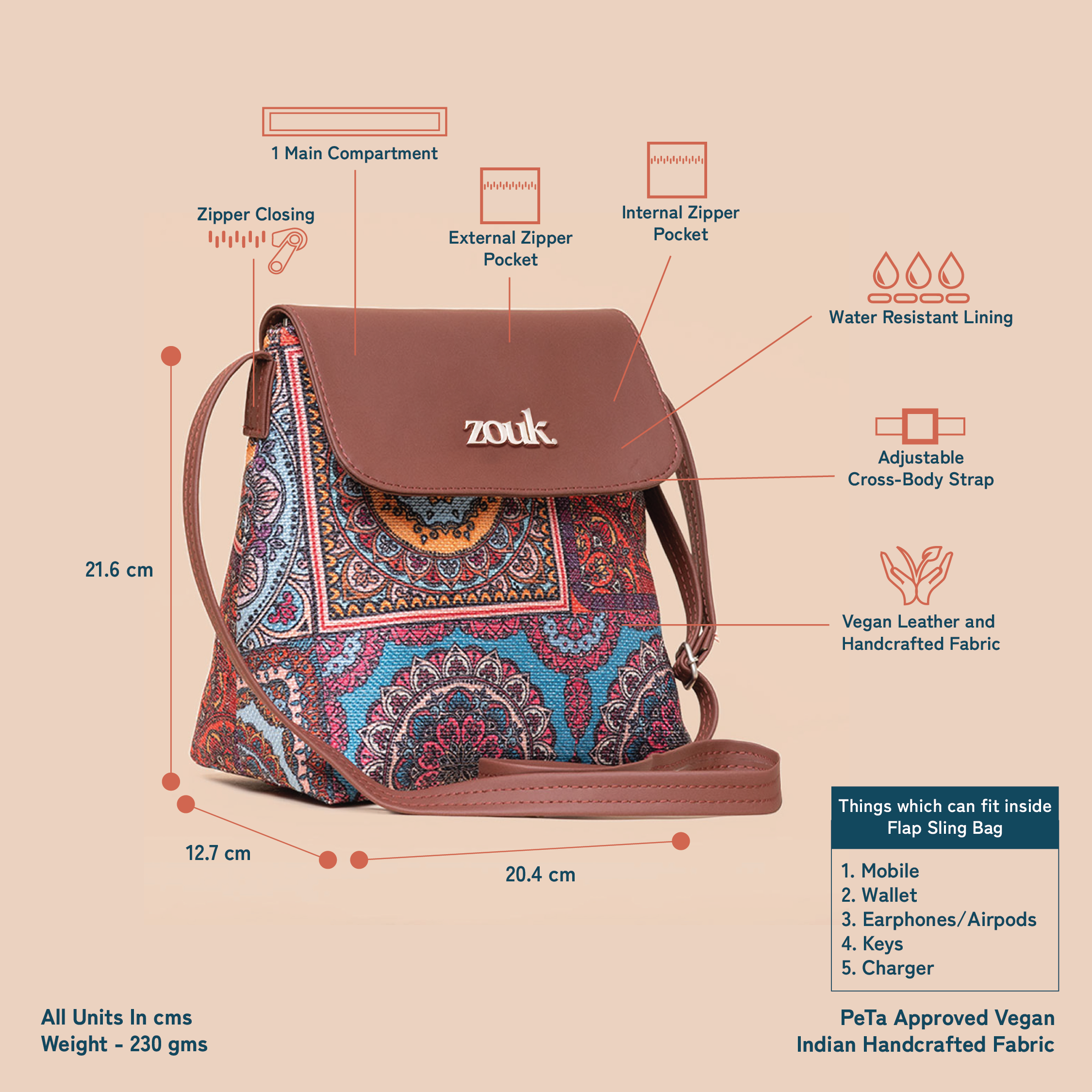 Multicolor Mandala Print Flap Sling Bag (₹799)