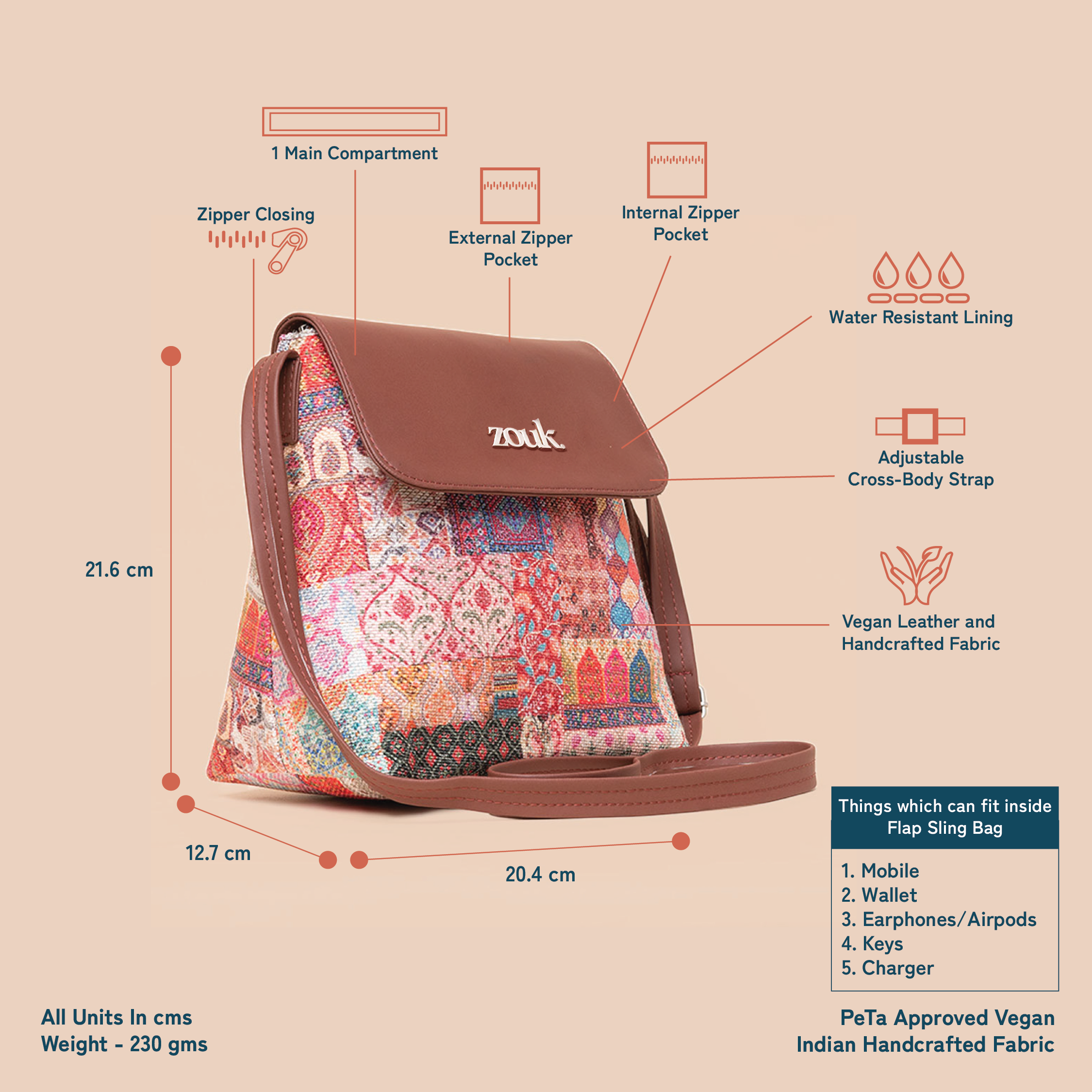 ZIP-Kutch Gamthi Flap Sling Bag