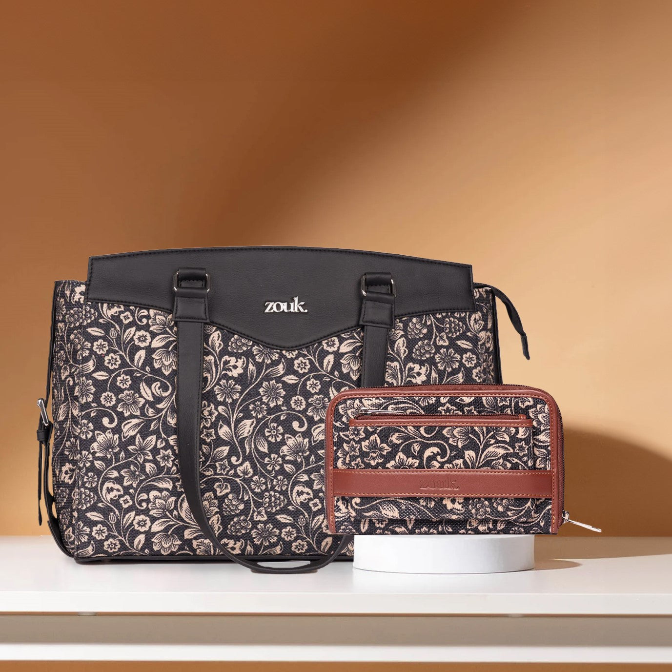 FloMotif - Women's Work Bag & Classic Zipper Wallet Combo