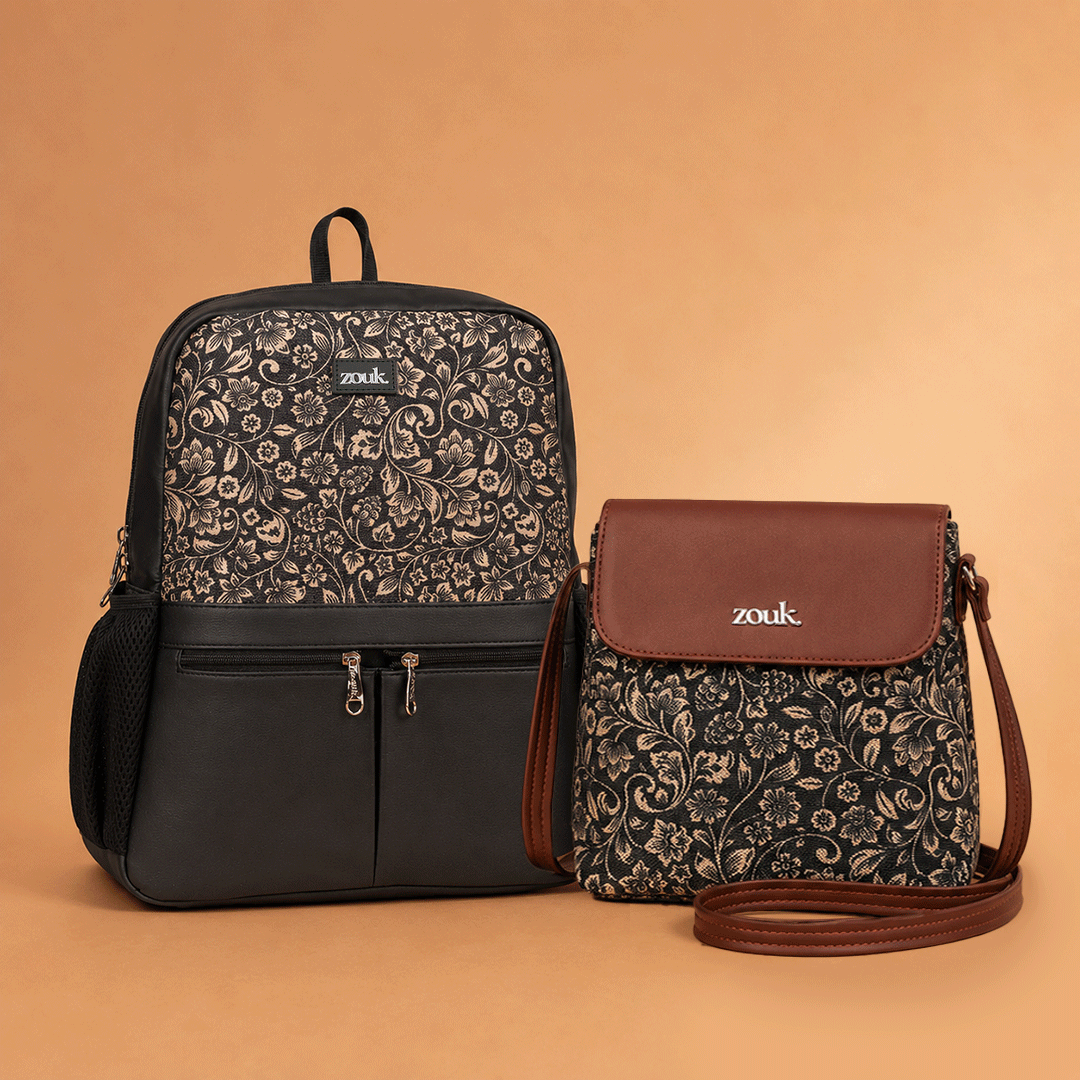 FloMotif Office Backpack & FloMotif Flap Sling Bag Combo