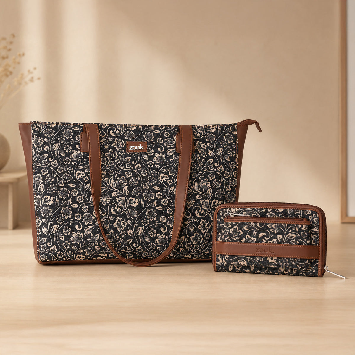 FloMotif - Office Tote Bag & Classic Zipper Wallet Combo