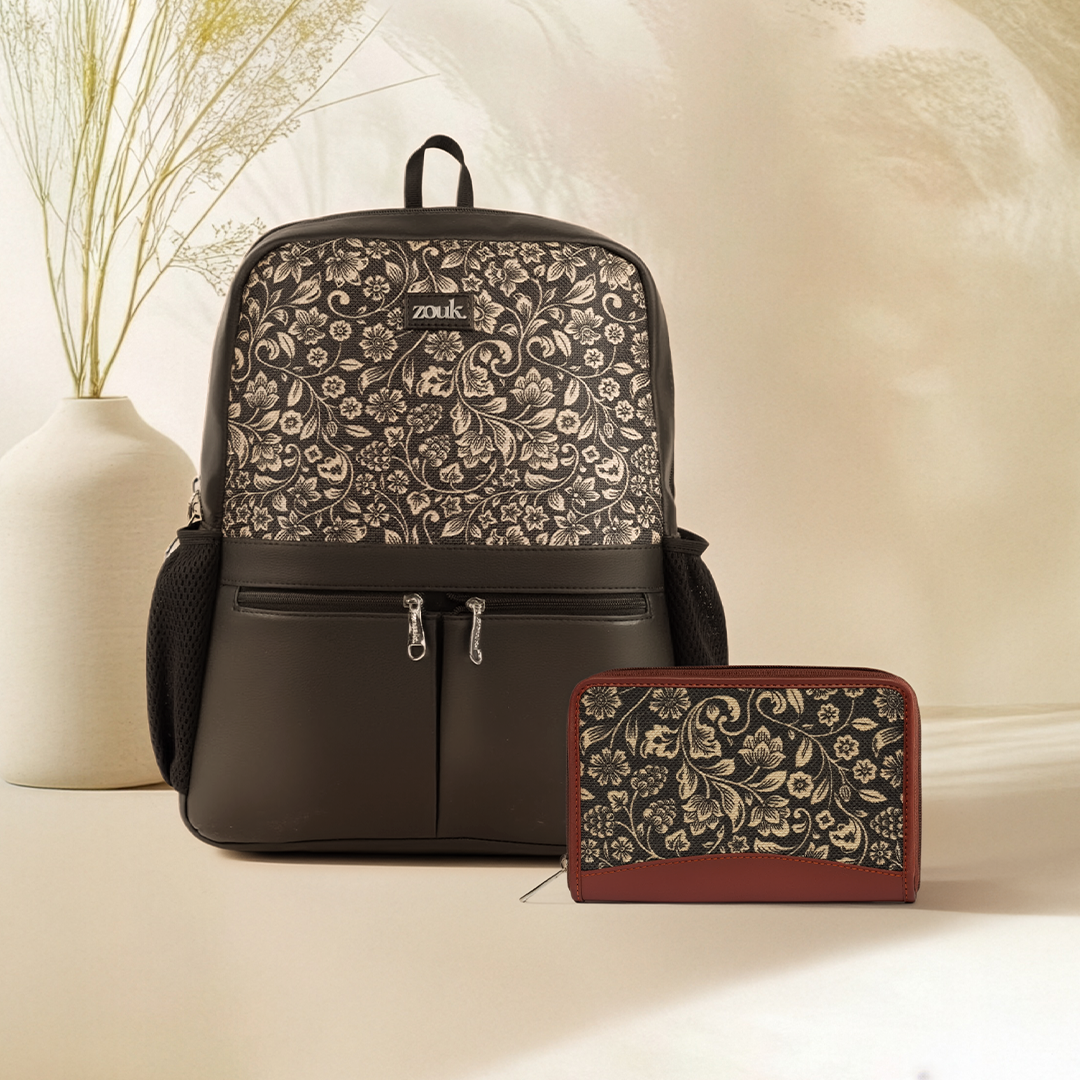 FloMotif Office Backpack & Chain Wallet (CFC) Combo