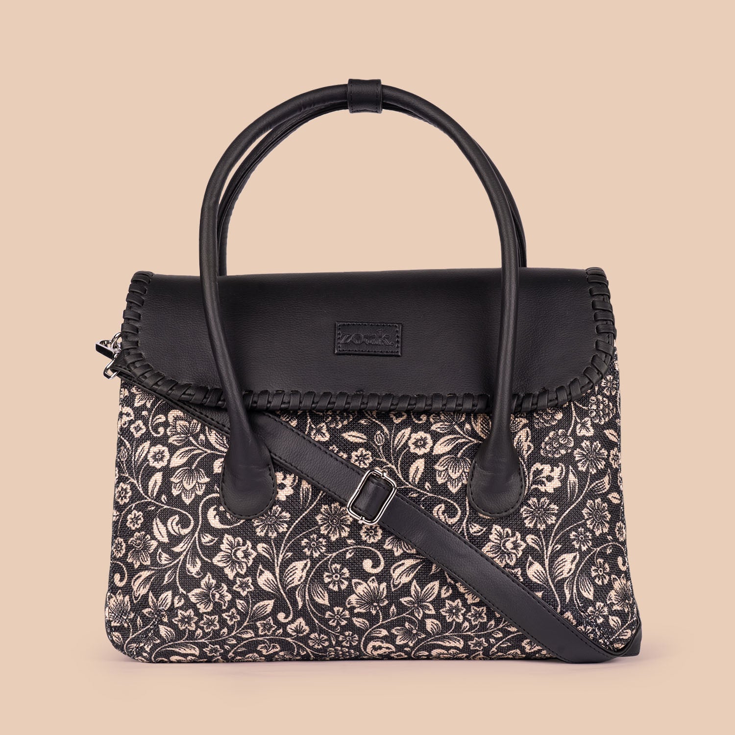 Kashmir Blooms & FloMotif - Women's Work Bag Brown & Satchel Combo