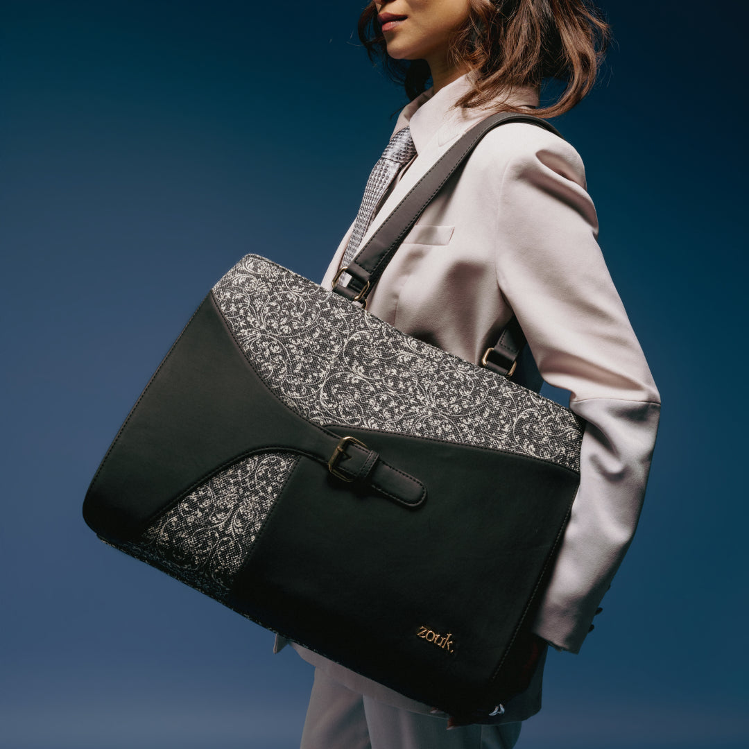 Lattice Lace Expandable Office Bag (Black)