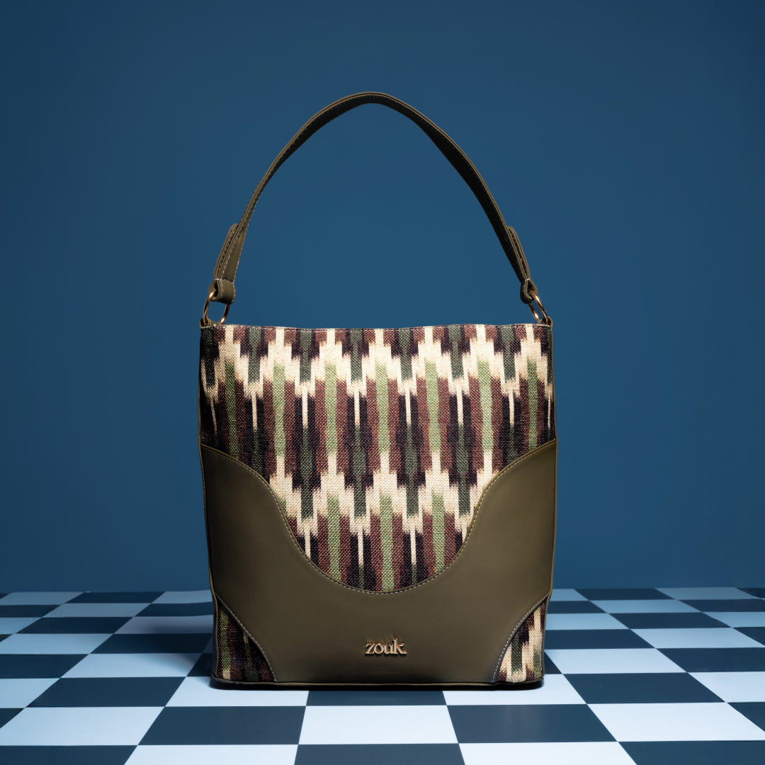 Cuttack Stripes Vertical Office Tote (Olive)