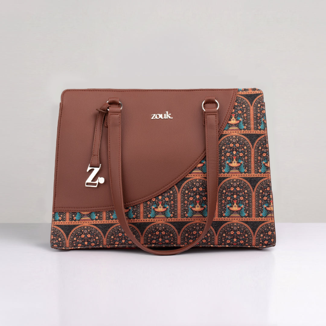 Royal Indian Peacock Motif Office Essential Bag