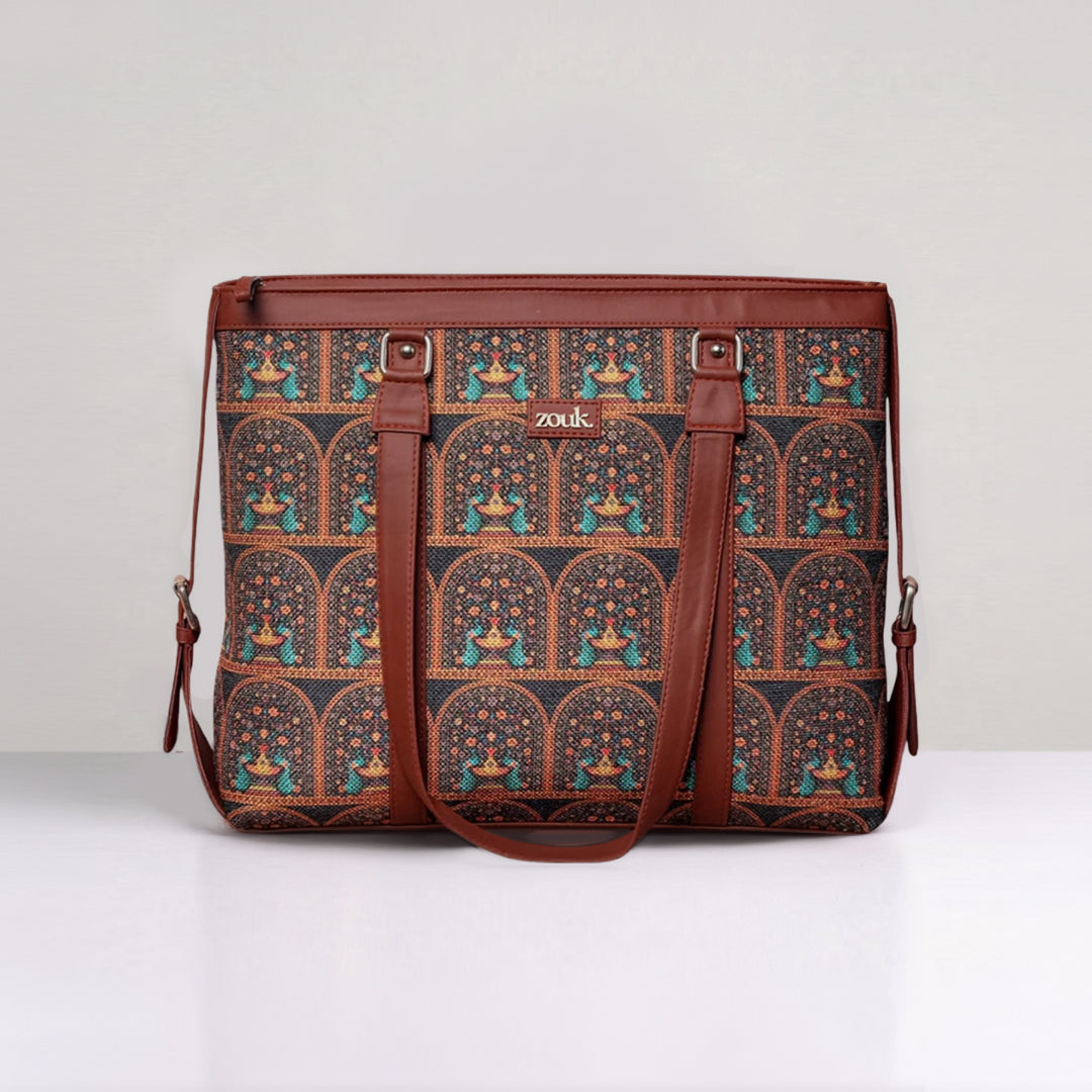 Royal Indian Peacock Motif Women's Office Bag