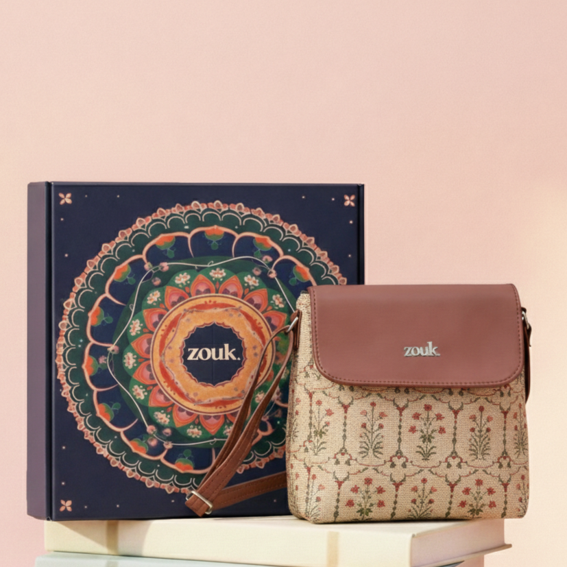 Taj Nakashi Flap Sling Bag with Gift Box