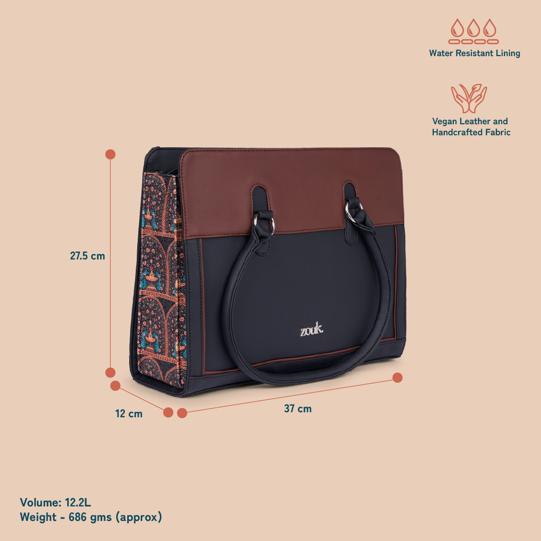 Hannah Office Bag - Royal Indian Peacock Motif