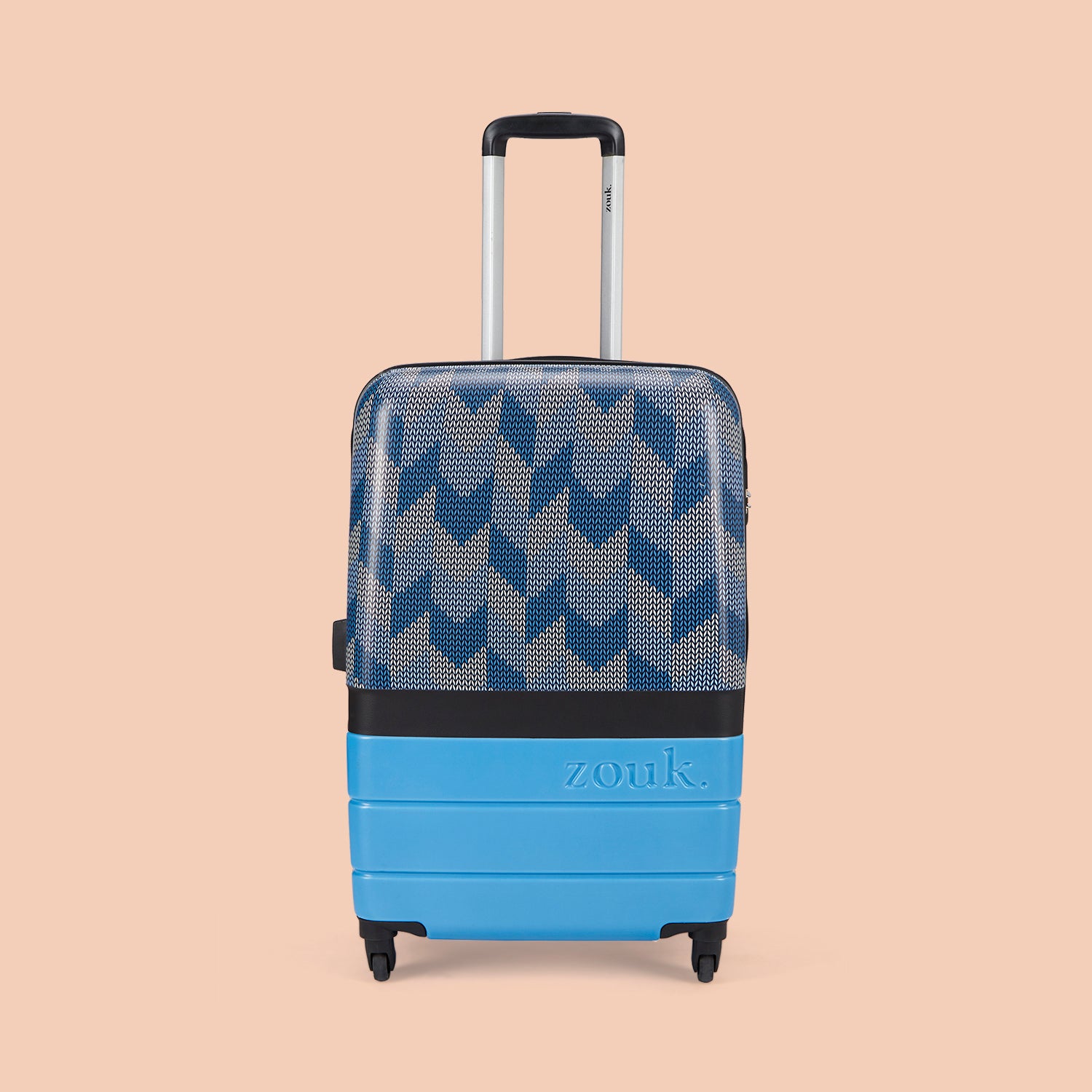 Himachal Chevron Blue Raahi Trolley Bag (Medium)