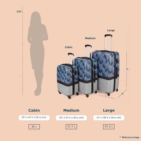 Himachal Chevron Grey Raahi Trolley Bag Combo