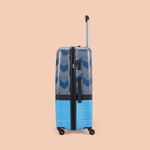 Himachal Chevron Blue Raahi Trolley Bag Combo (Cabin & Large)