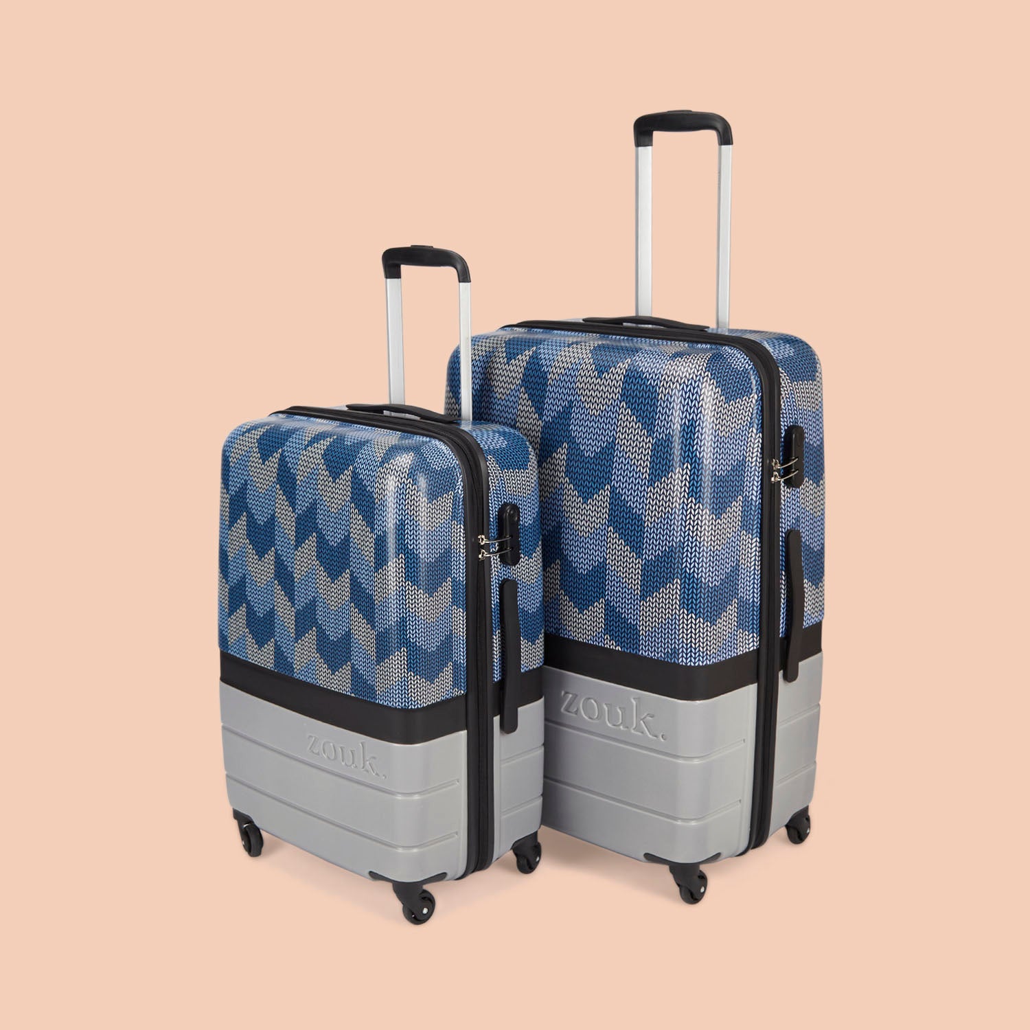 Himachal Chevron Grey Raahi Trolley Bag Combo (Medium & Large)