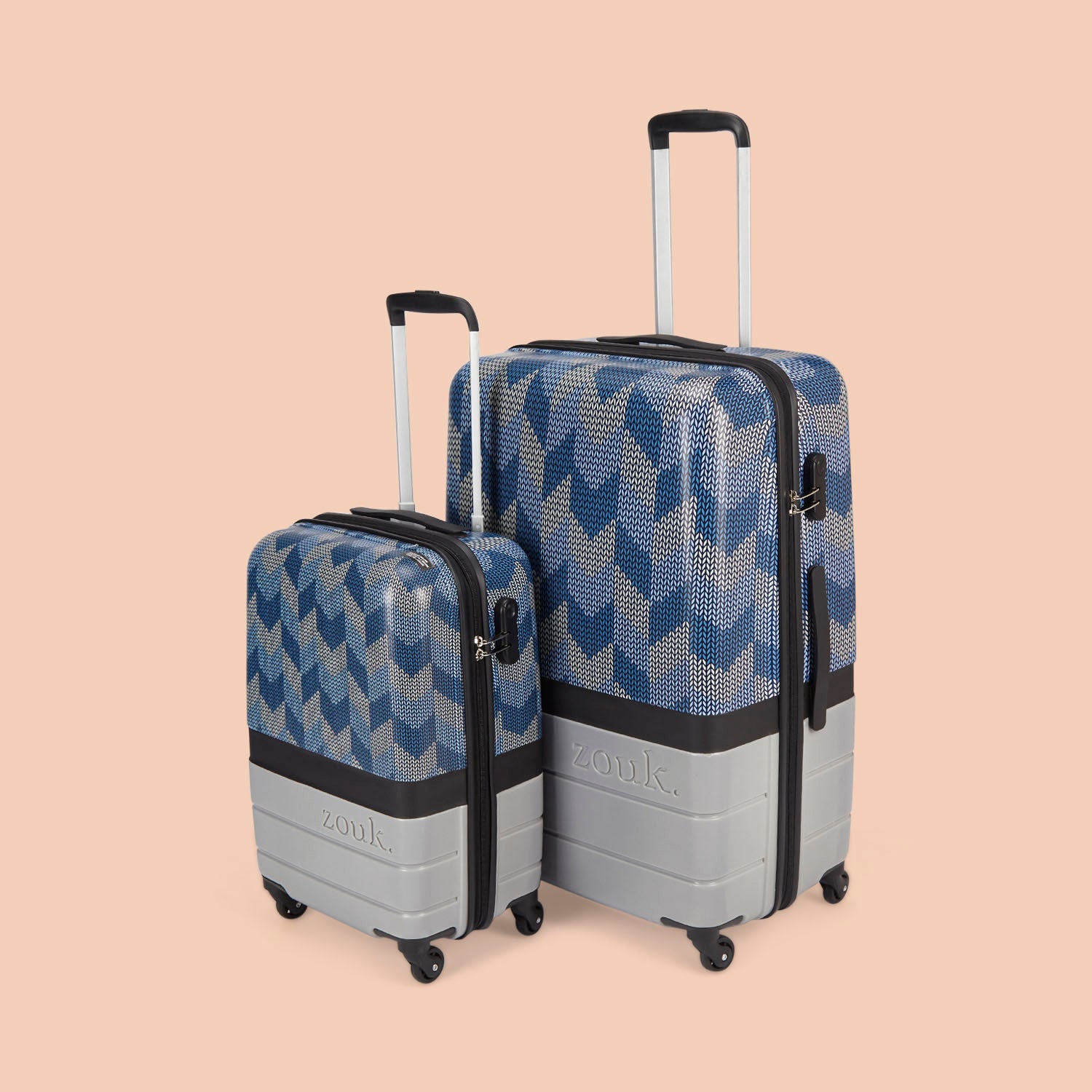 Himachal Chevron Grey Raahi Trolley Bag Combo (Cabin & Large)