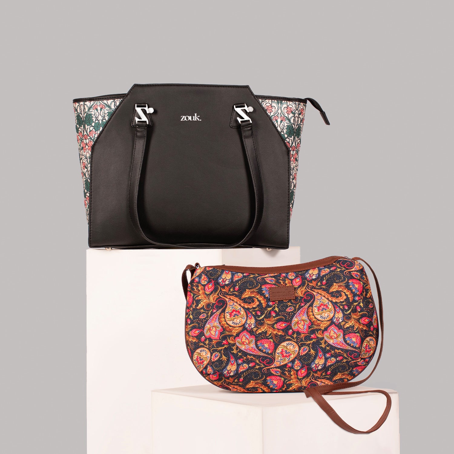 Hooghly Nouveau & Paisley Print - Classic Business Bag & Structured Shoulder Bag Combo