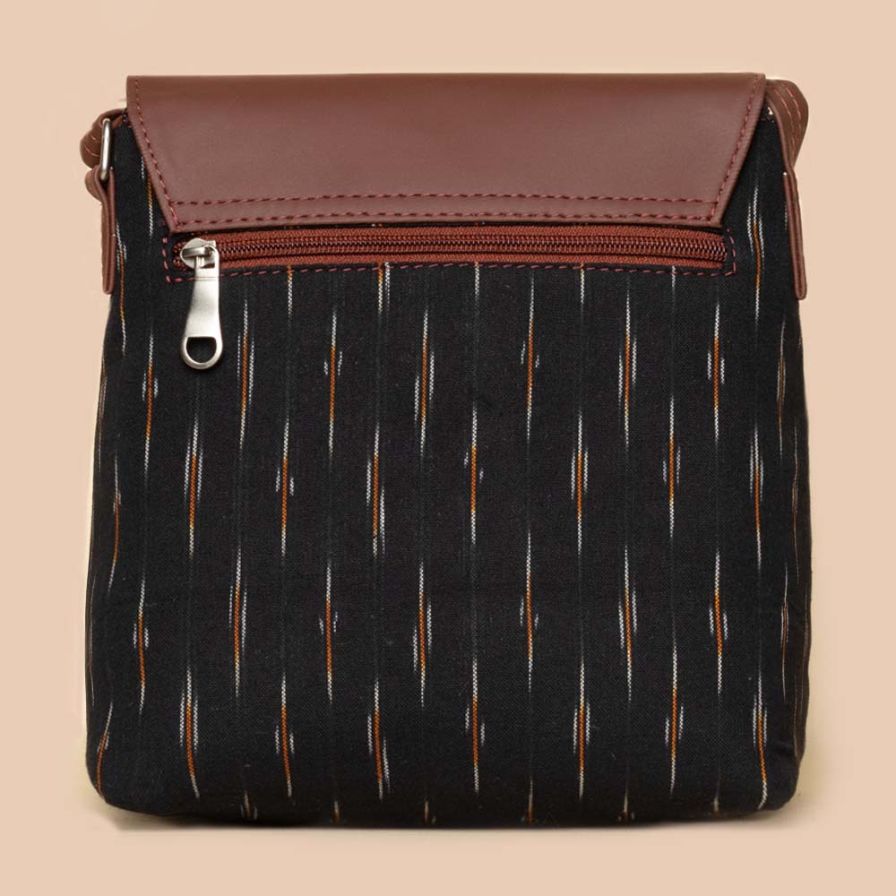 Qutub Stripes & Ikat GreRe - Women's Work Bag & Flap Sling Bag Combo