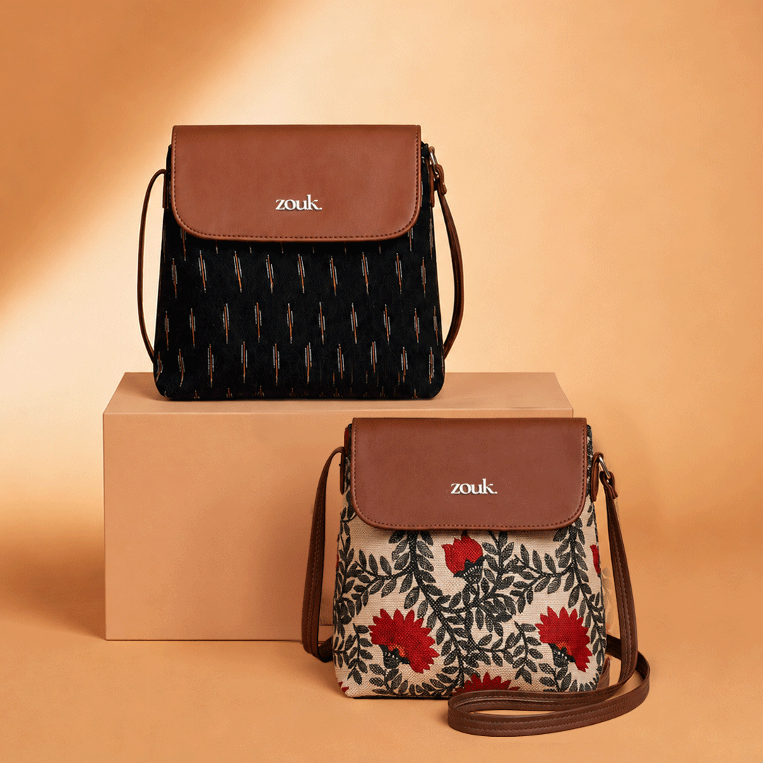 Ikat GreRe & Nawabi Couture Flap Sling Bag Combo