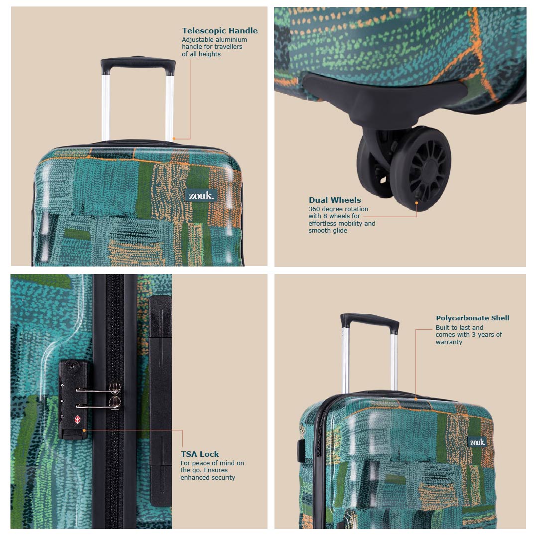 Tidal Wave Weekender Duffle & Indus Lattice Blue Amorah Trolley (Cabin) Combo