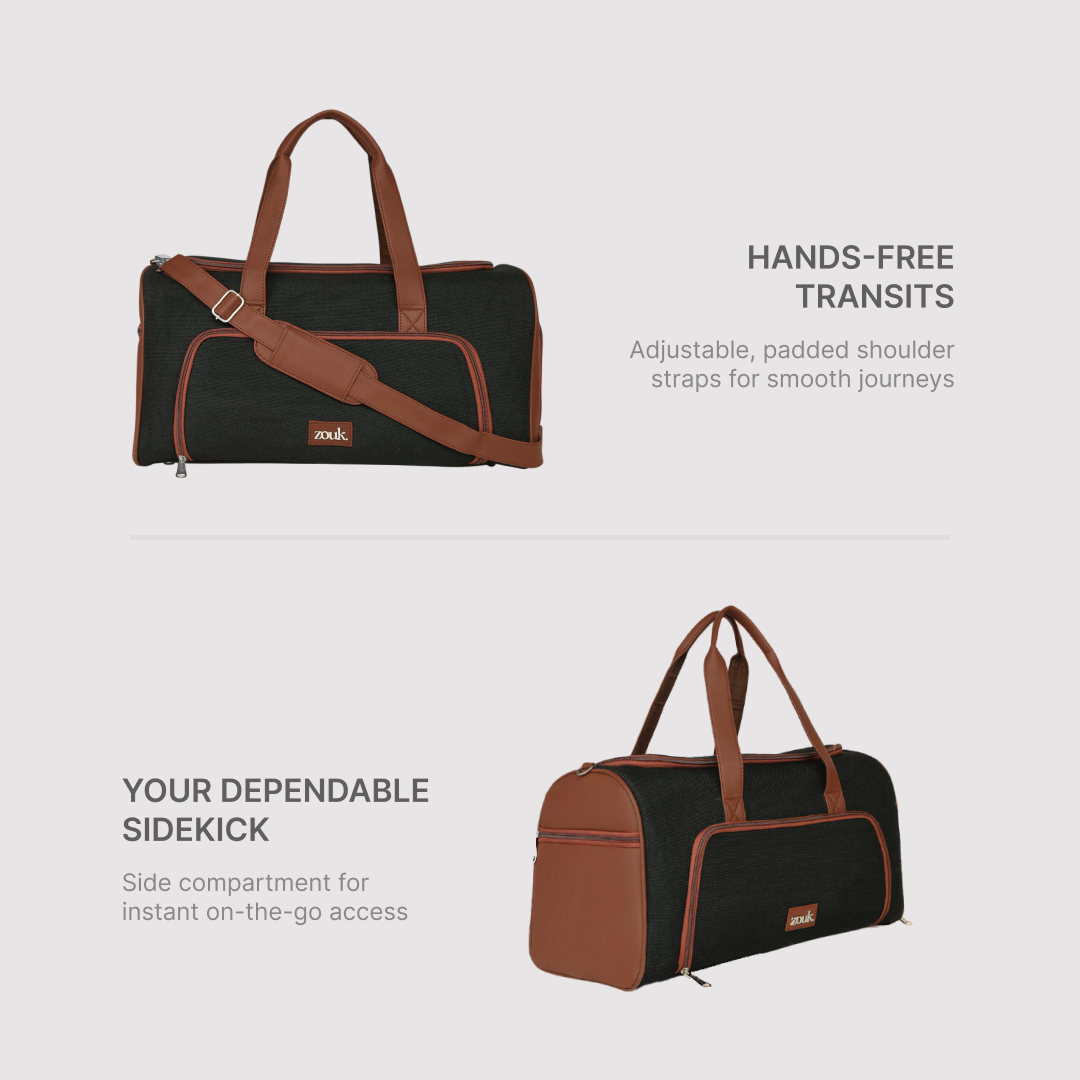 Jet Black Weekender Duffle Bag