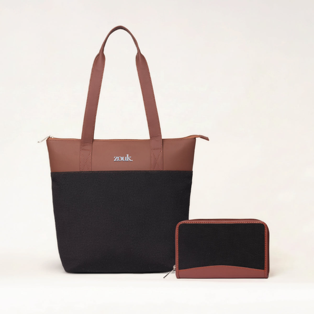 Jet Black Everyday Tote Bag & Chain Wallet Combo