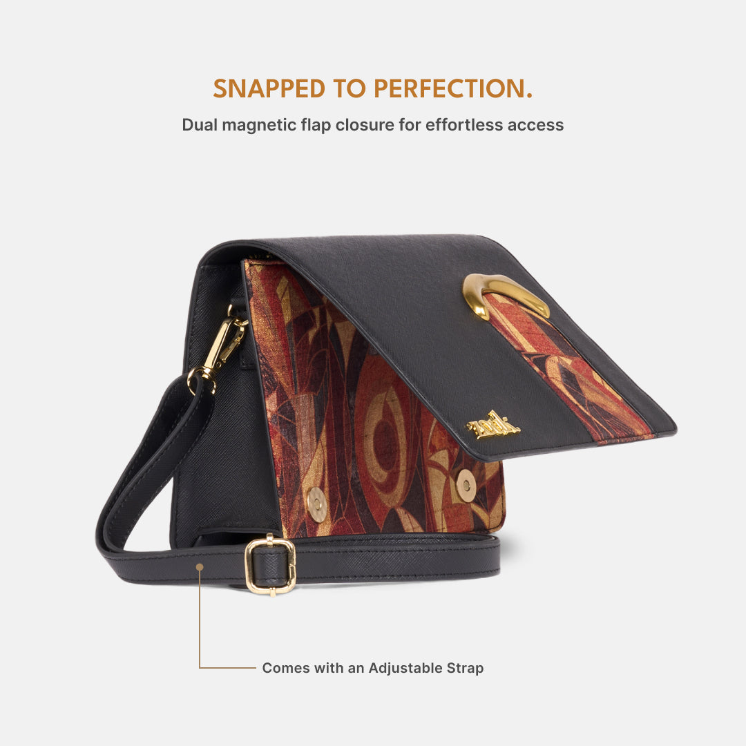 Auric Jharoka Sling Bag (Black Saffiano)