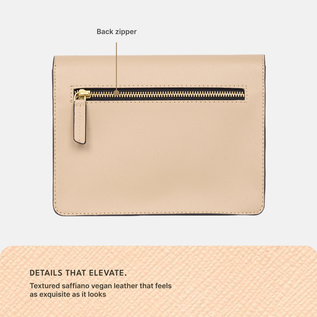 Citrine Jharoka Sling Bag (Beige Saffiano)
