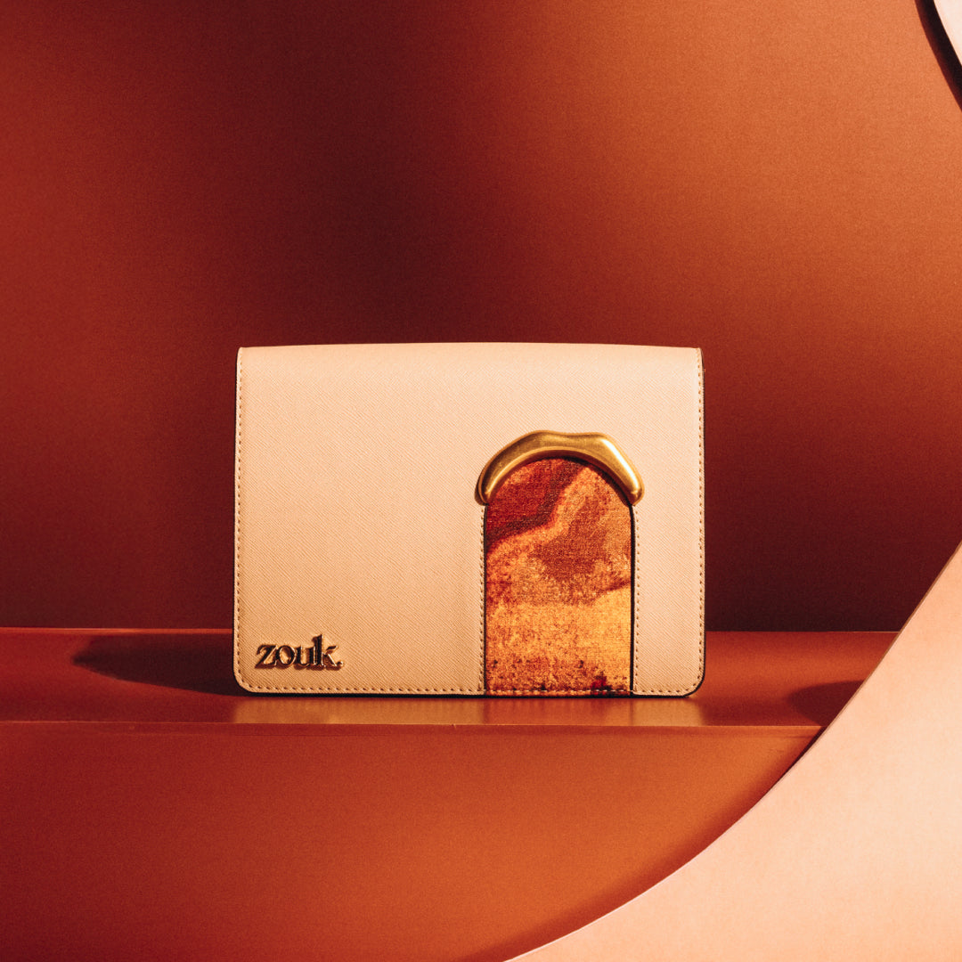 Citrine Jharoka Sling Bag (Beige Saffiano)