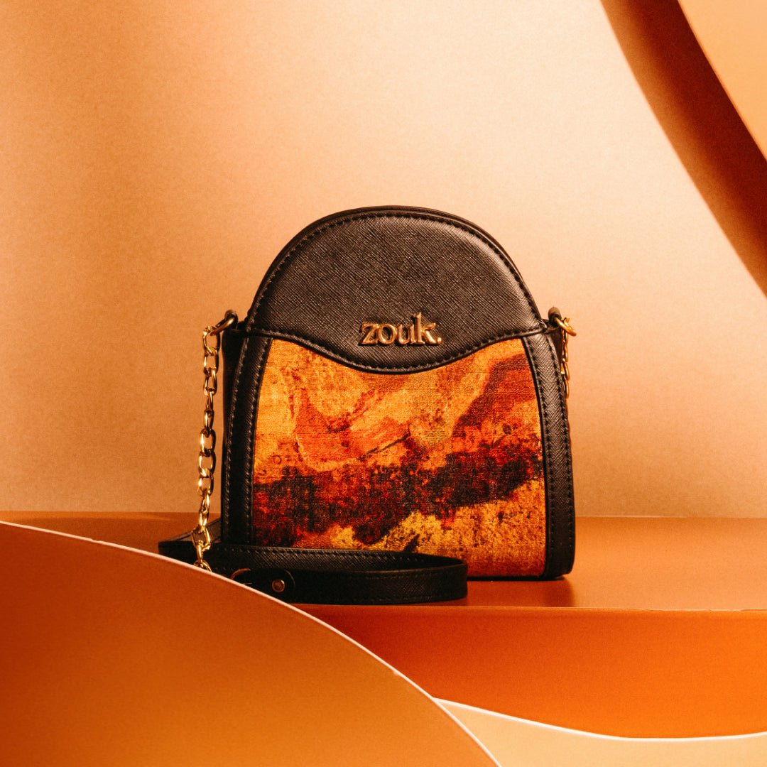 Citrine Mehr Potli Bag (Black Saffiano)