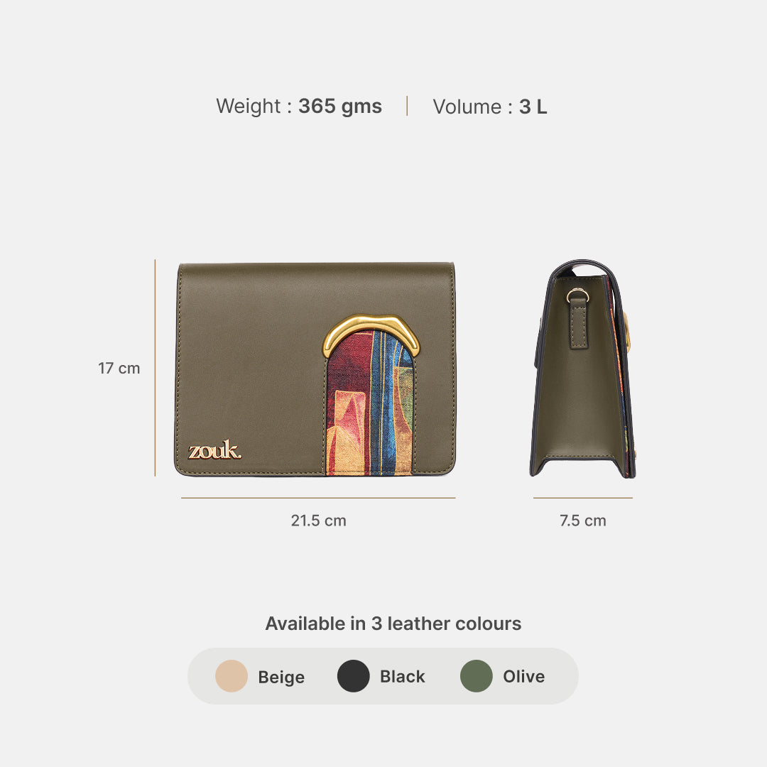 Sapphire Jharoka Sling Bag (Olive)