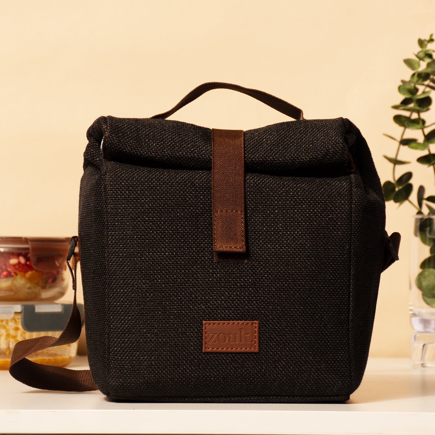 Jet Black Roll Up Lunch Bag