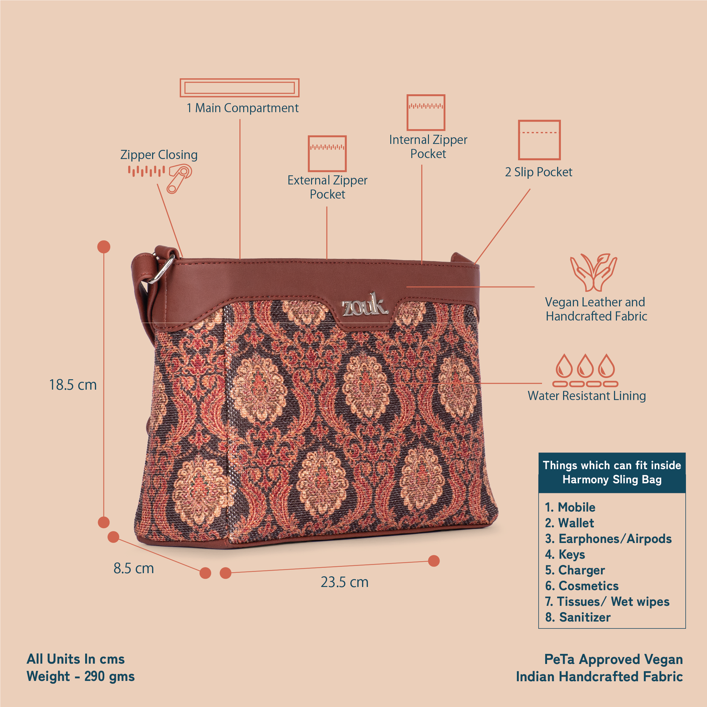 Jodhpur Damask Harmony Sling Bag