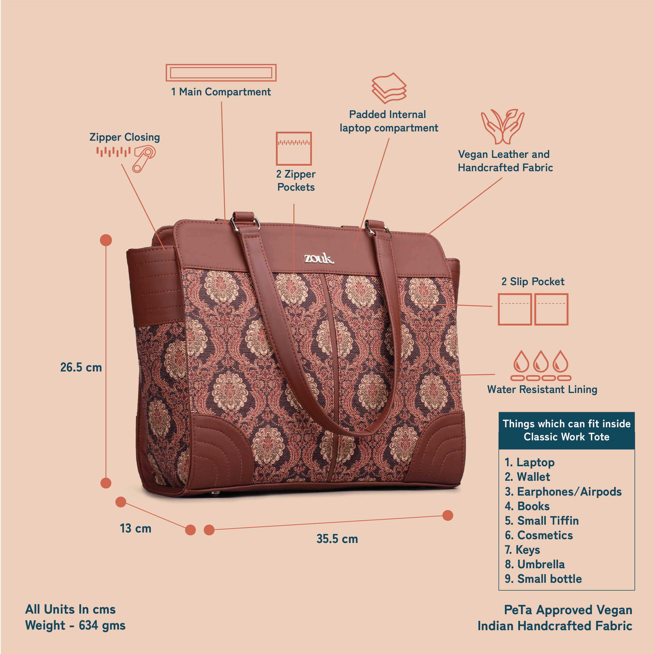 Jodhpur Damask Classic Work Tote