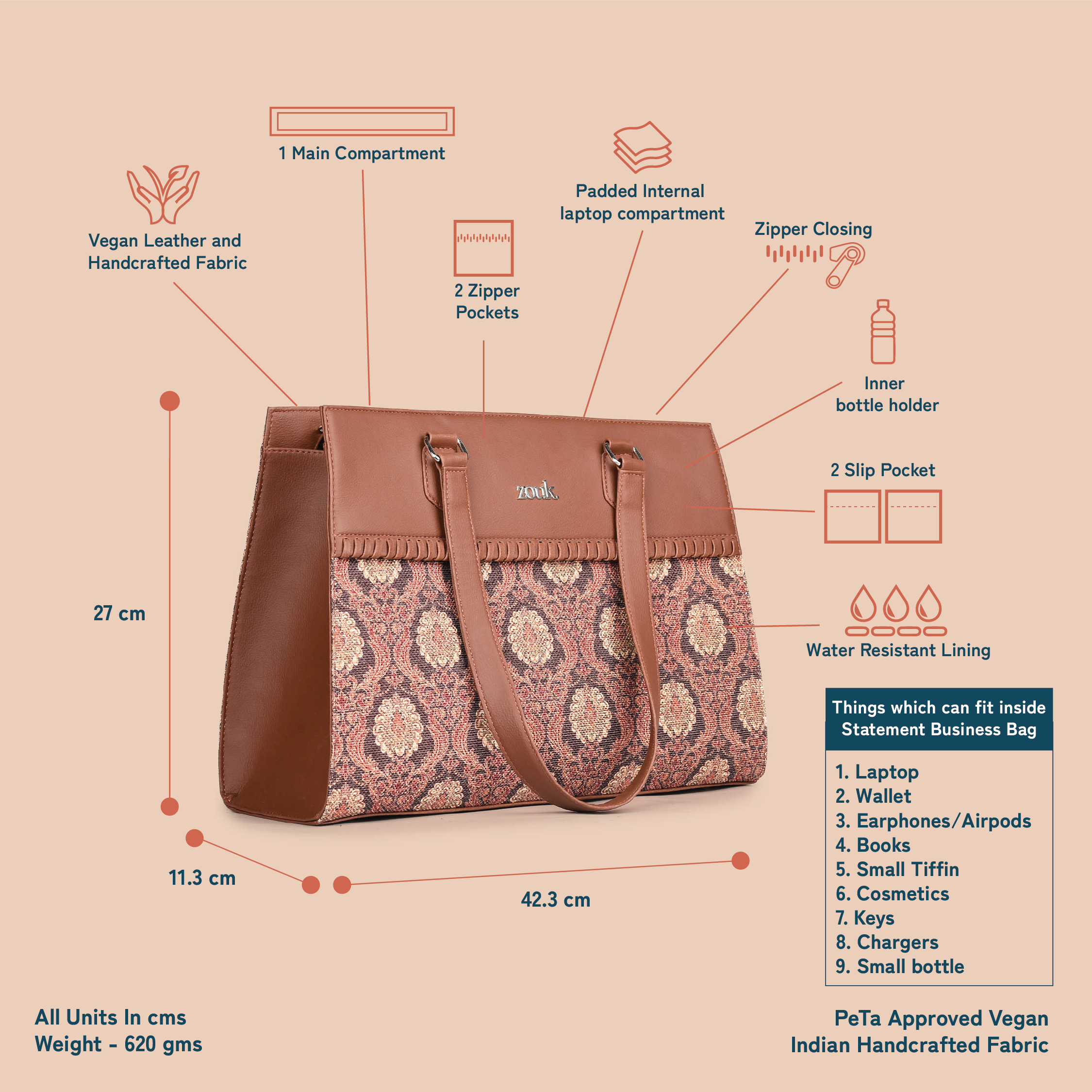 Jodhpur Damask Statement Business Bag