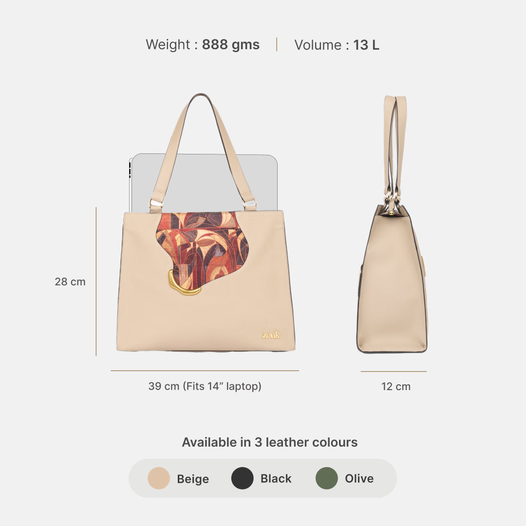 Auric Kanak Office Bag (Beige Saffiano)