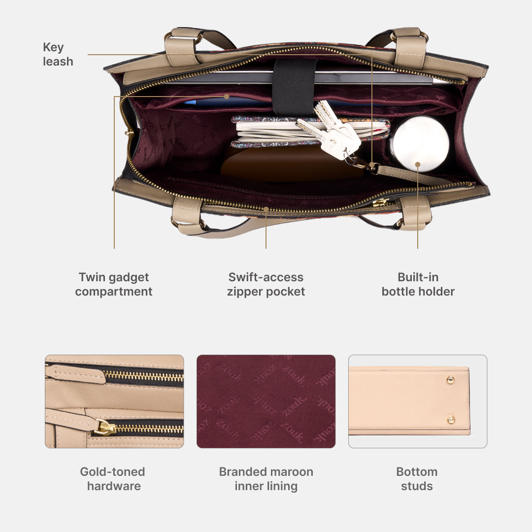 Citrine Kanak Office Bag (Beige Saffiano)