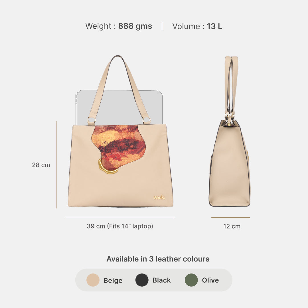 Citrine Kanak Office Bag (Beige Saffiano)