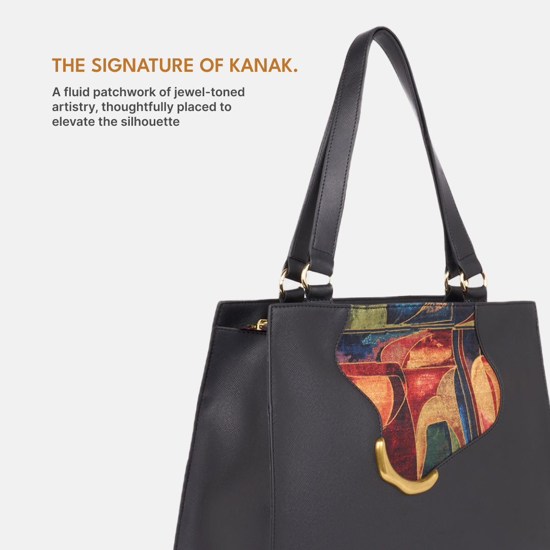 Sapphire Kanak Office Bag (Black Saffiano)